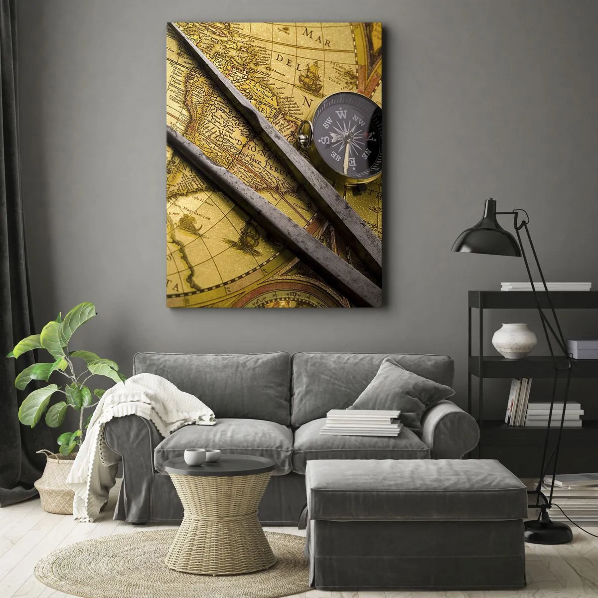 Lærredstryk - Billede på lærred - Hvor er skattene? - 45x80 cm
