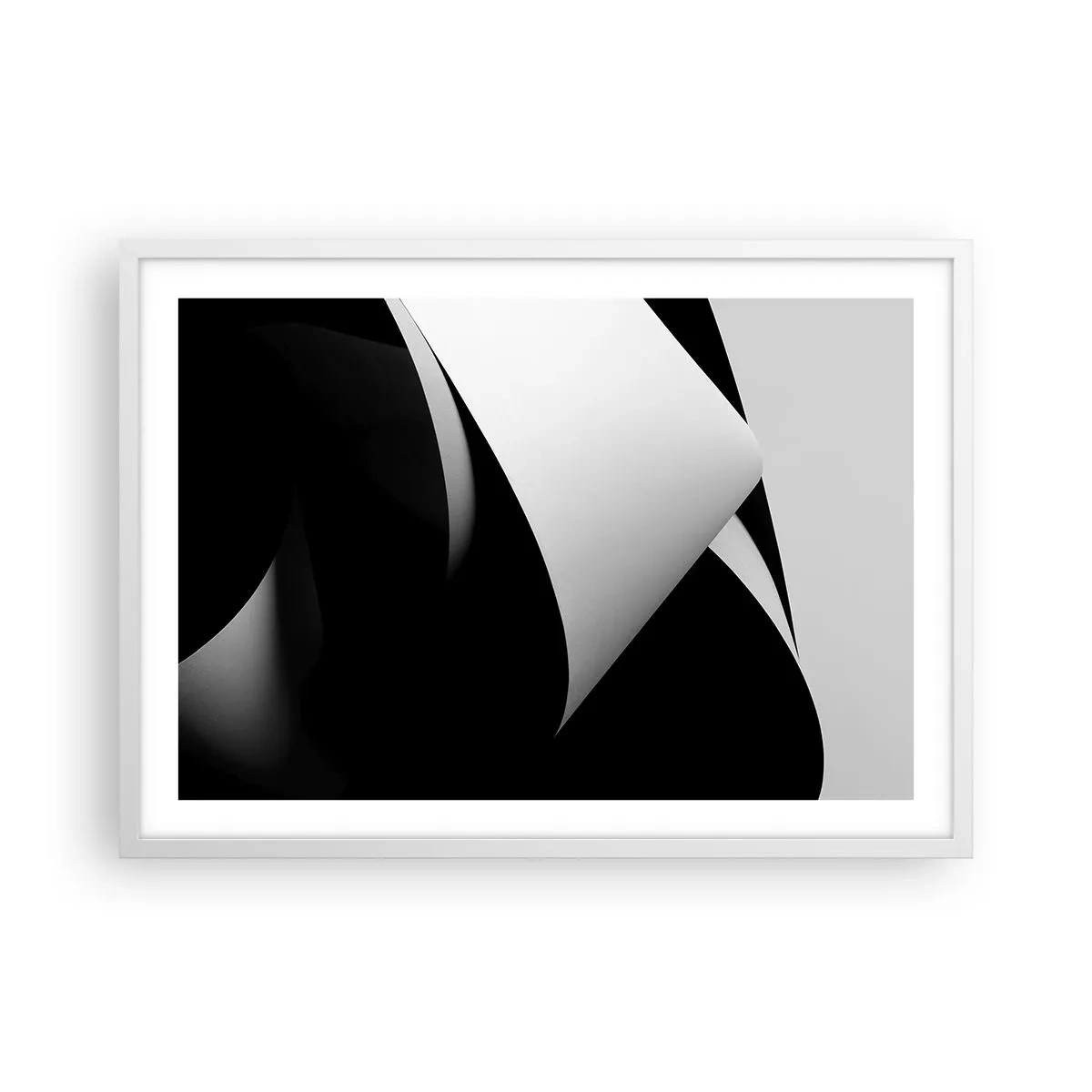 Plakat i hvid ramme - Lysflader fra skyggernes dybder - 70x50 cm