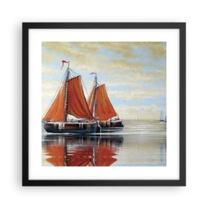 Plakat i sort ramme - Hey, sejl, sømand.... - 40x40 cm