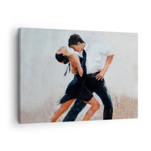 Lærredstryk - Billede på lærred - Et par, der danser, i et elegant, sensuelt billede - 70x50cm - Mine drømmes tango - Moderne vægdekoration til stue og soveværelse ARTTOR