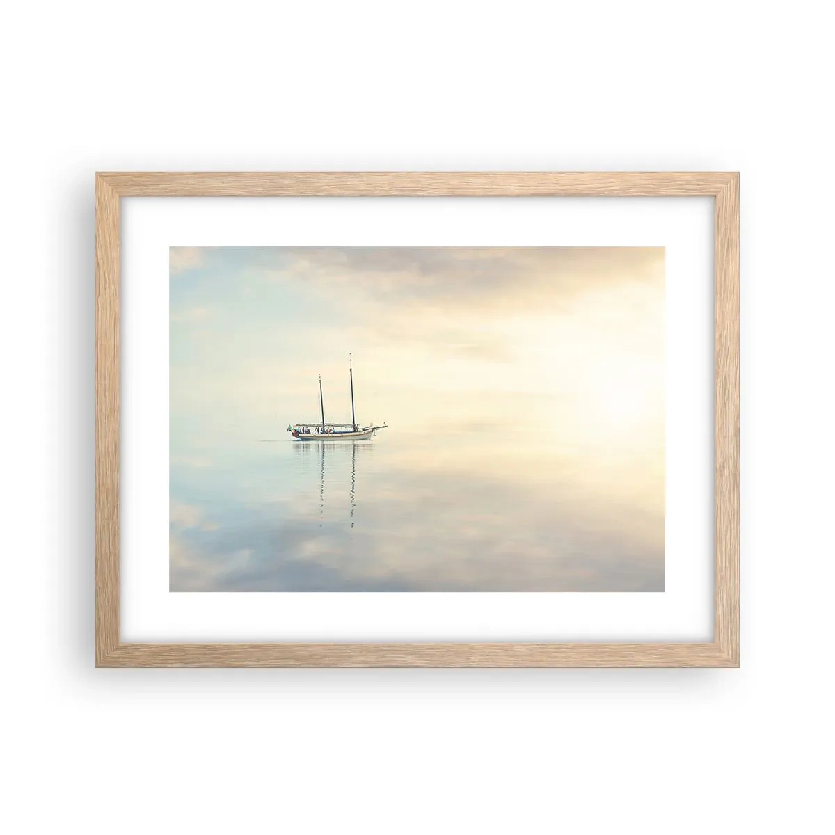 Plakat i ramme af lyst egetræ - I et hav af stilhed - 40x30 cm