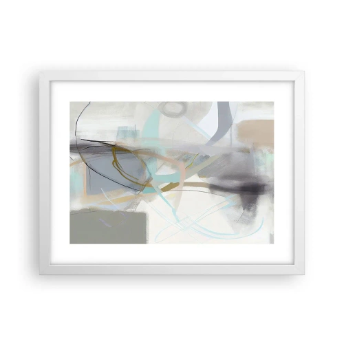 Plakat i hvid ramme - Tågeagtig abstraktion - 40x30 cm