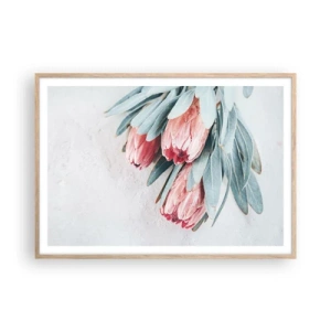 Plakat i ramme af lyst egetræ - Skammer sig over deres egen skønhed - 100x70 cm