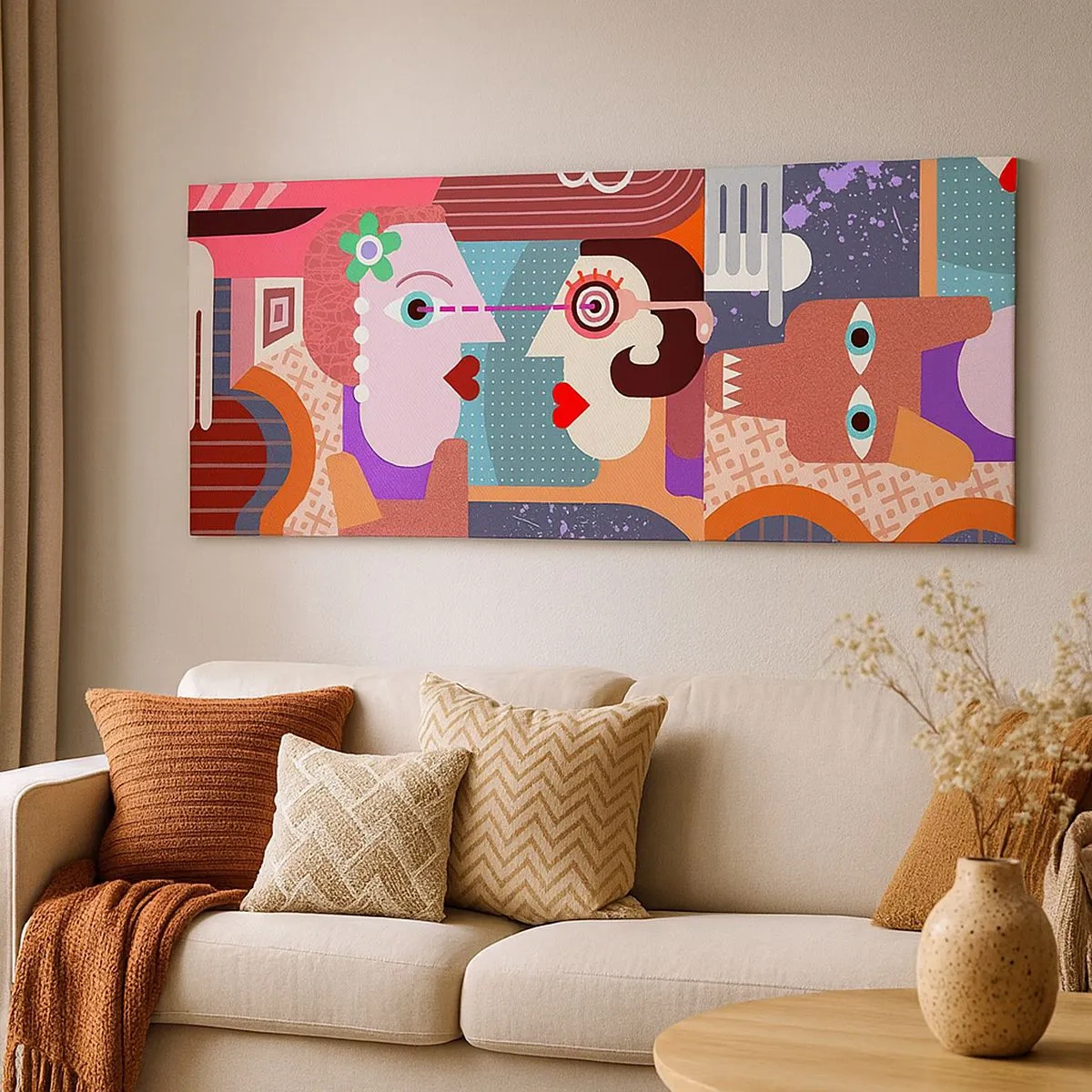 Lærredstryk - Billede på lærred - Øje mod øje - 100x40 cm