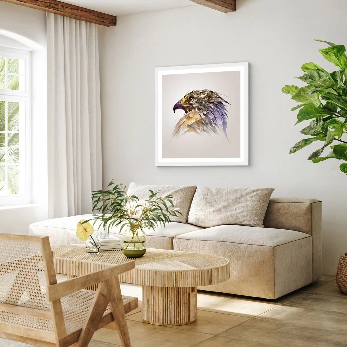 Plakat i hvid ramme - Portræt af en kriger - 40x40 cm