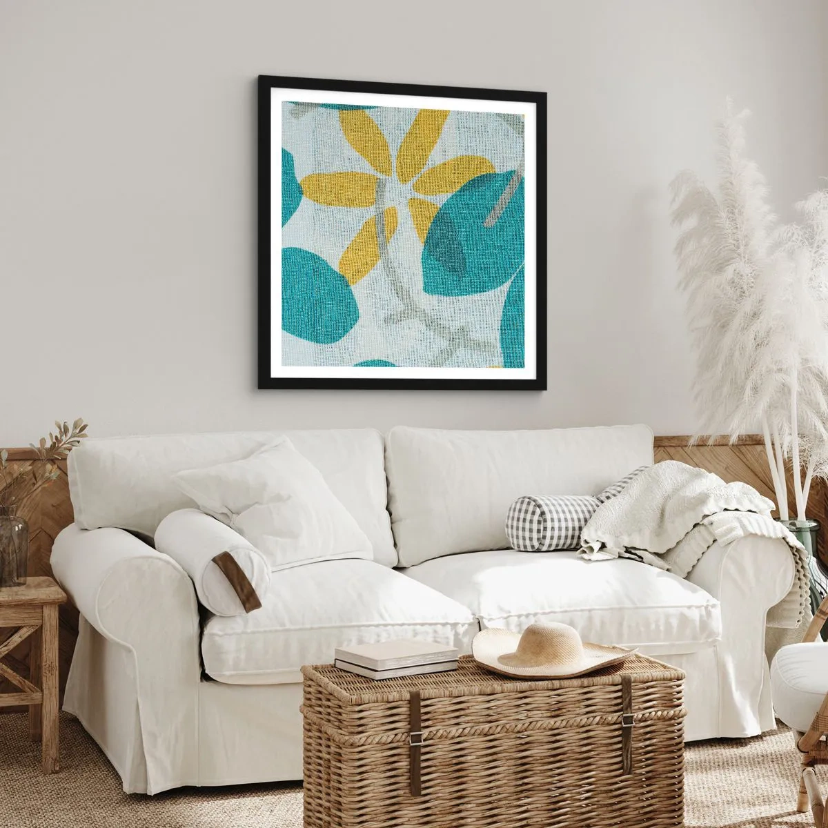 Plakat i sort ramme - Blandt azurblå blade - 60x60 cm