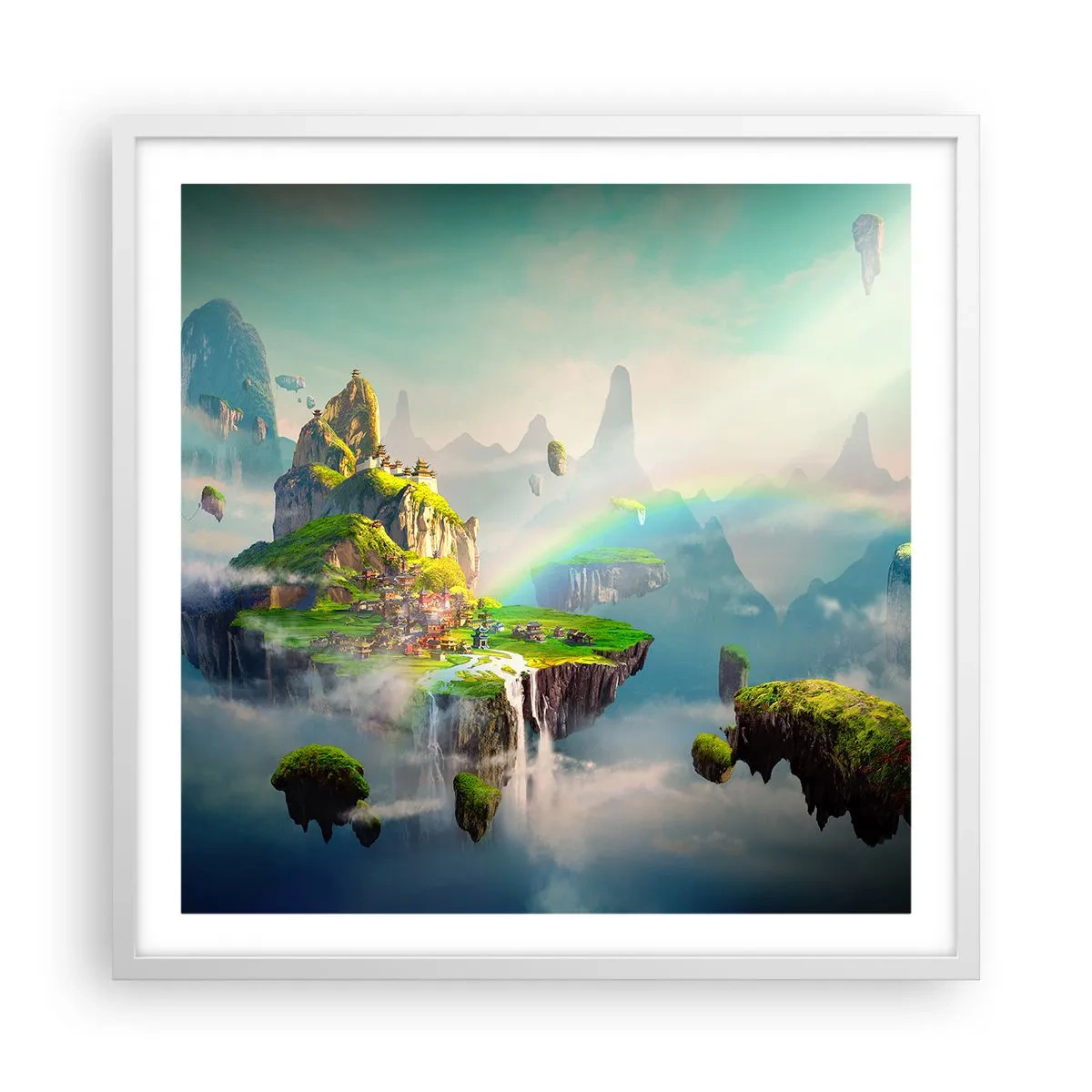 Plakat i hvid ramme - Midden - lykkelige øer - 60x60 cm