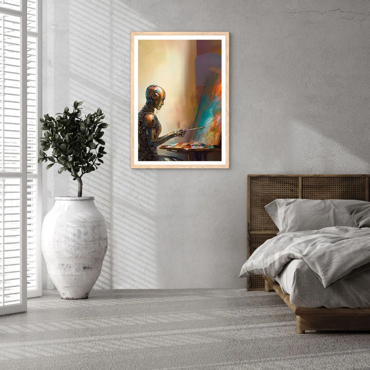 Plakat i ramme af lyst egetræ - Fremtidens kunst - 50x70 cm