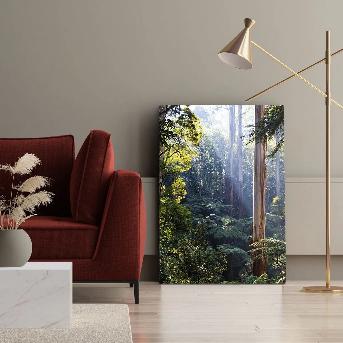 Lærredstryk - Billede på lærred - En fortælling om skoven - 70x100 cm