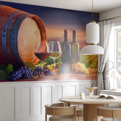 Fototapet Selvklæbende Deluxe Sticker - Livet har smag her - Vingård, Vintønde, Drue - 100x70 cm
