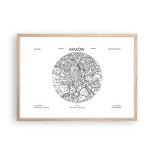 Plakat i ramme af lyst egetræ - Krakows anatomi - 70x50 cm