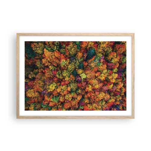 Plakat i ramme af lyst egetræ - Buket af efterårstræer - 70x50 cm