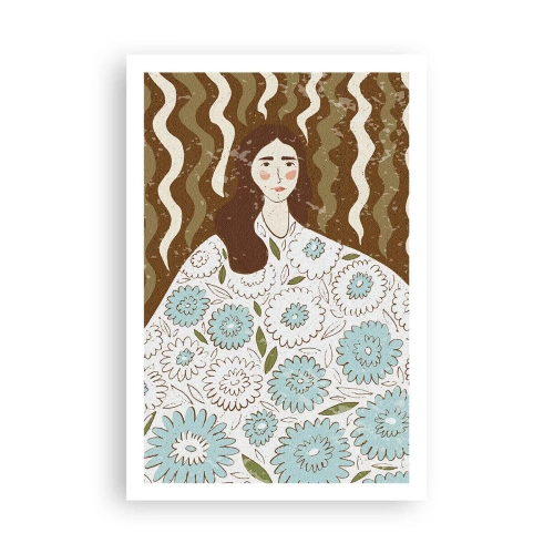 Plakat - Portræt i en blomstret kappe - 61x91 cm