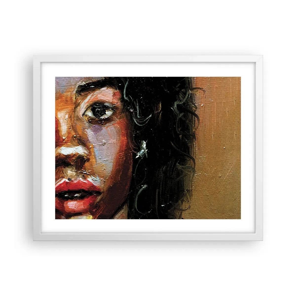Plakat i hvid ramme - Sort og glitter - 50x40 cm