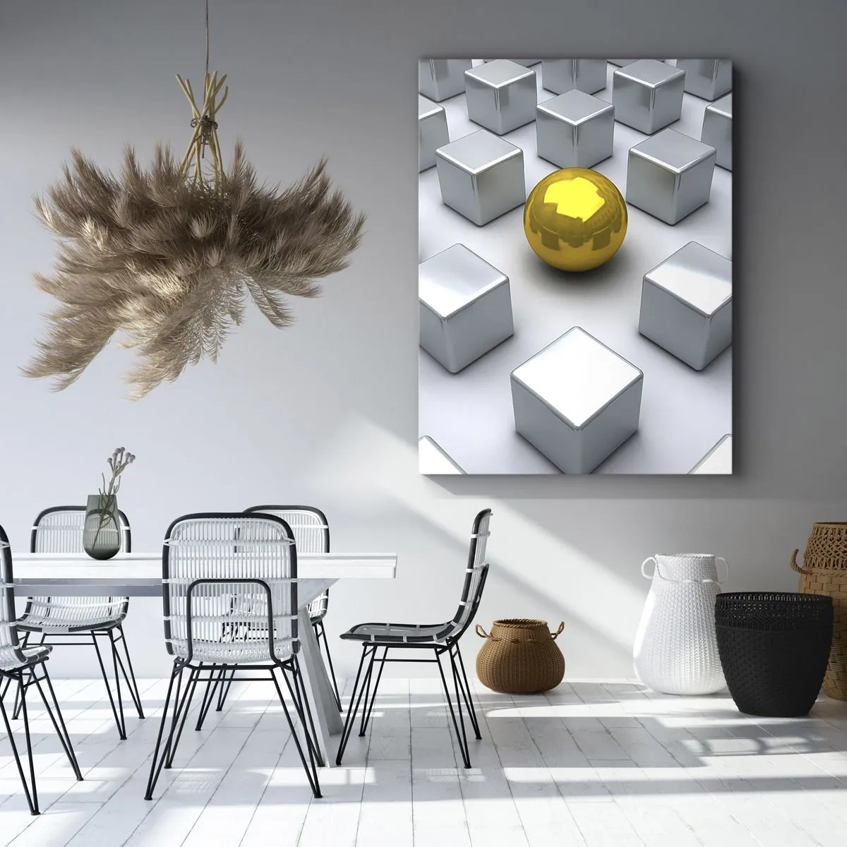 Lærredstryk - Billede på lærred - Hvorfor mig? Geometrisk sammensætning - 50x70 cm