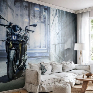 Fototapet Selvklæbende Deluxe Sticker - Før motoren hyler - Automotive, Motorcykel, Sport - 100x70 cm