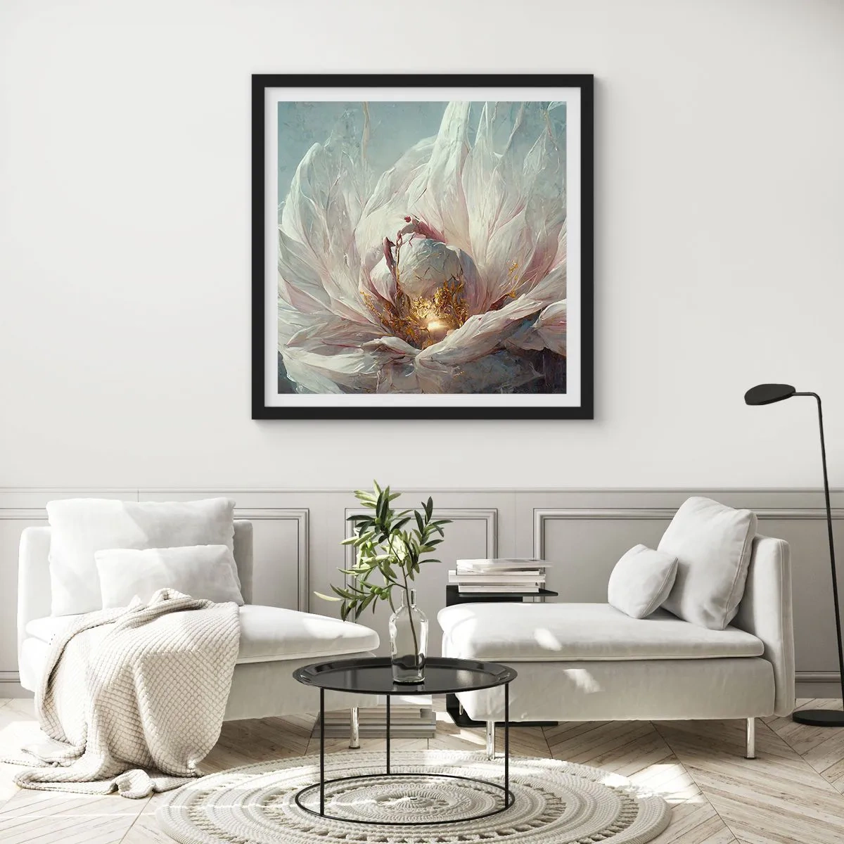 Plakat i sort ramme - Blomstrer en gang om hundrede år - 60x60 cm