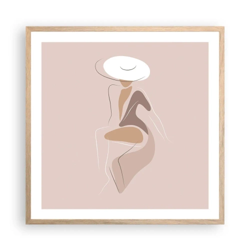 Plakat i ramme af lyst egetræ - En dame, der skal være - 60x60 cm