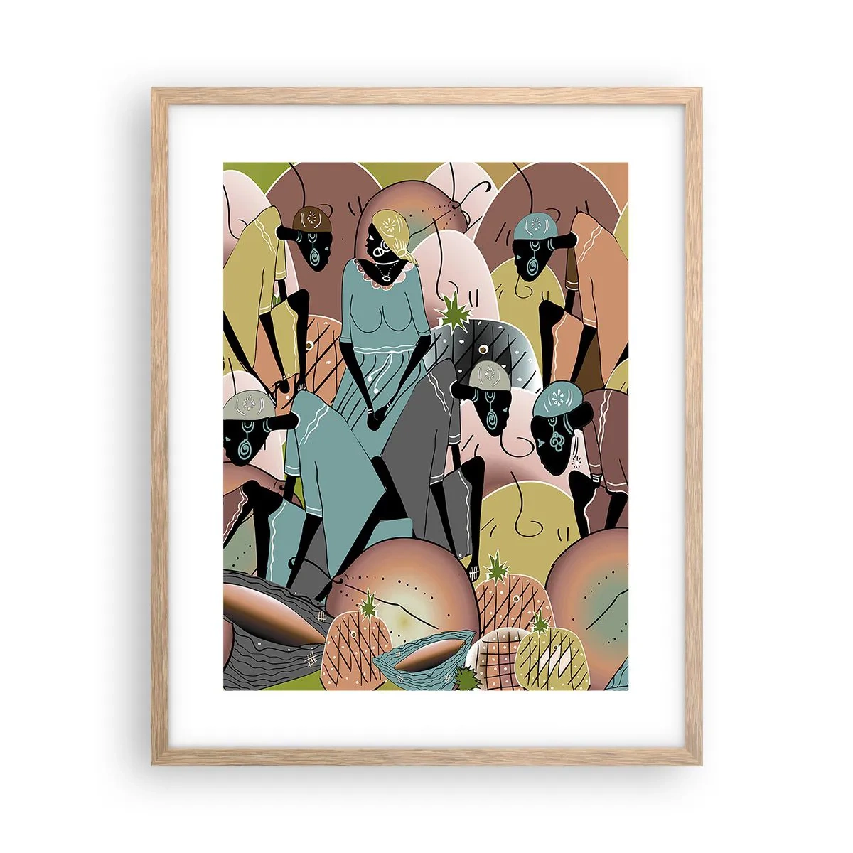 Plakat i ramme af lyst egetræ - Den store fejring er på vej - 40x50 cm