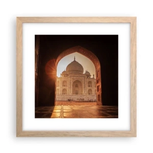 Plakat i ramme af lyst egetræ - Et monument over overjordisk kærlighed - 30x30 cm