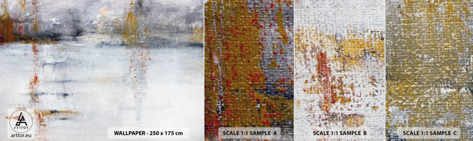 Prøve Fototapet Premium Canvas - Bag lufttæppet - Abstraktion, Stykke, Maleri - 100x30 cm