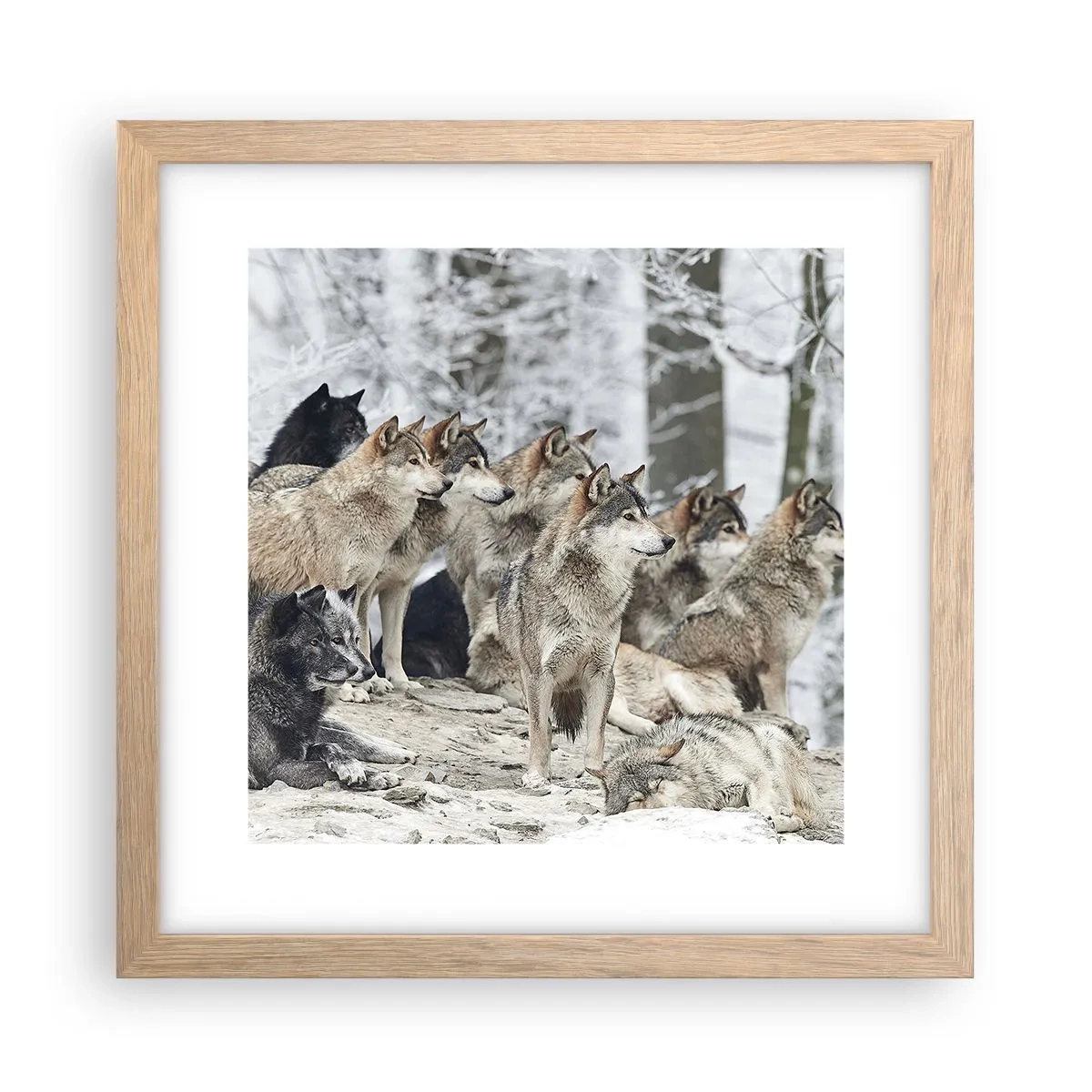 Plakat i ramme af lyst egetræ - Familie og venner - 30x30 cm