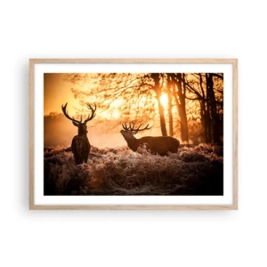 Plakat i ramme af lyst egetræ - En jægerdrøm - 70x50 cm
