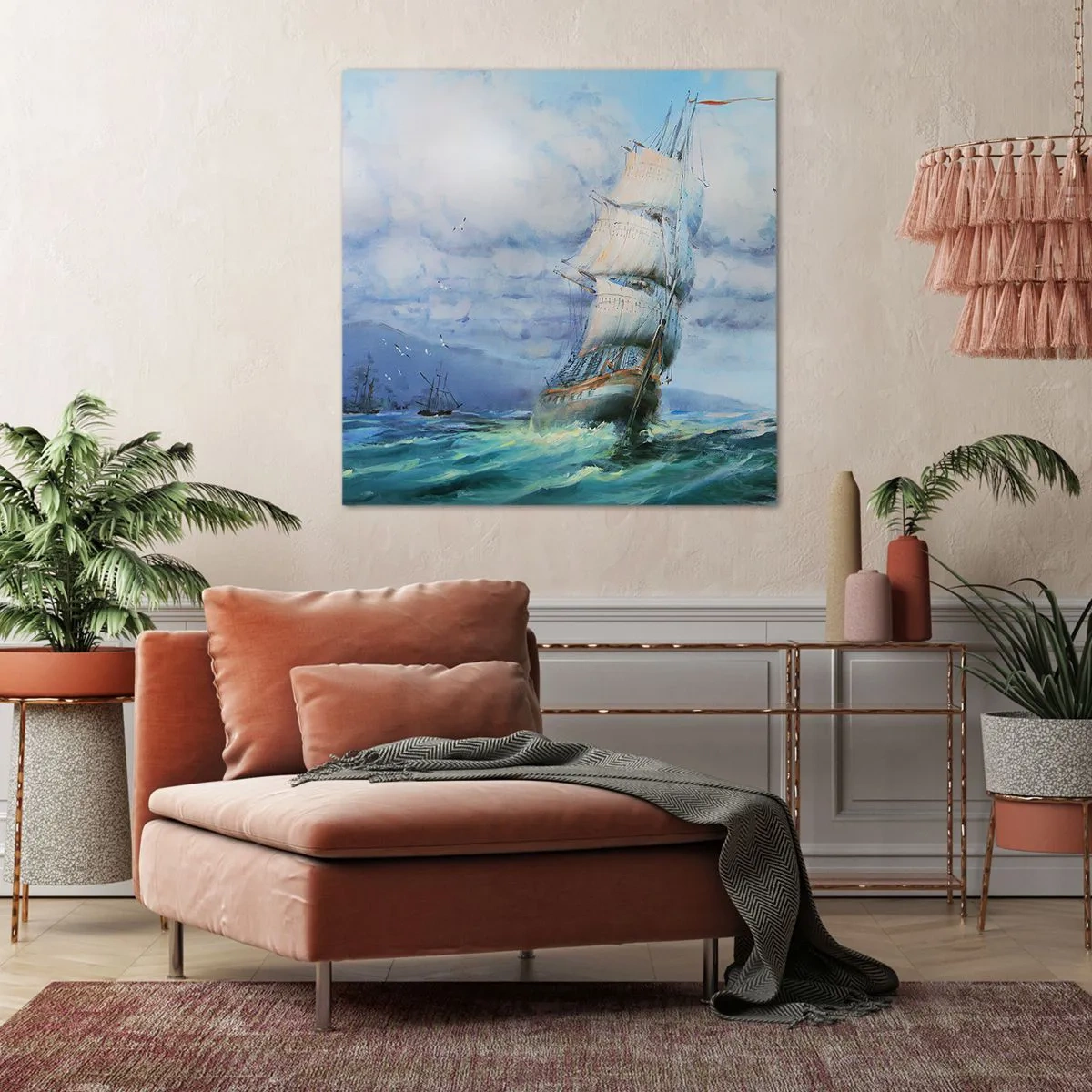 Lærredstryk - Billede på lærred - God vind - 70x70 cm