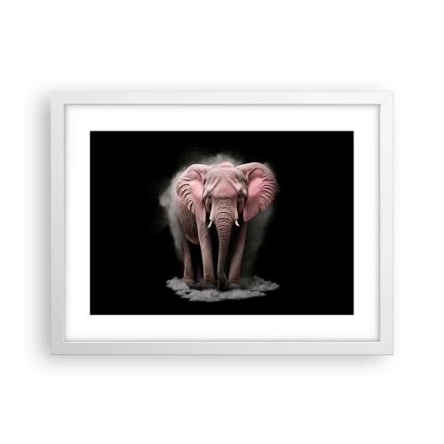 Plakat i hvid ramme - Tænk ikke på en lyserød elefant! - 40x30 cm