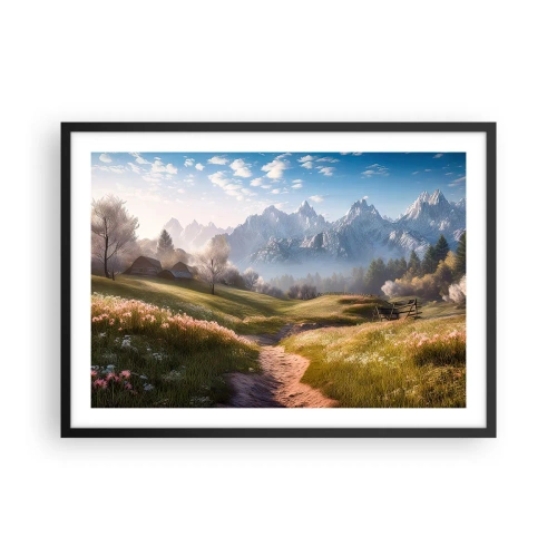 Plakat i sort ramme - Idyllisk dal - 70x50 cm