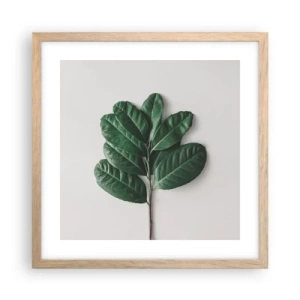 Plakat i ramme af lyst egetræ - Tegning af selve naturen - 40x40 cm