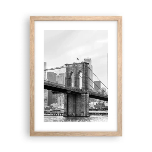 Plakat i ramme af lyst egetræ - New York stemning - 30x40 cm