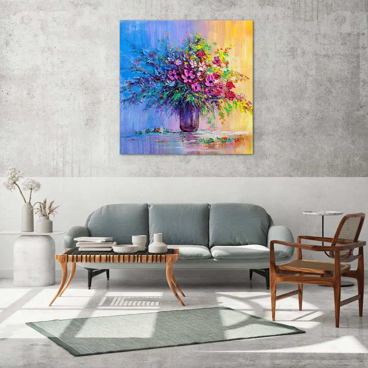 Billede på glas - Gave fra en sommereng - 70x70 cm