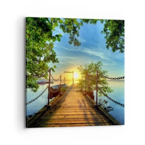 Lærredstryk - Billede på lærred - Mod vest ved vandet - 70x70 cm