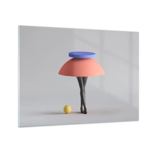 Billede på glas - En surrealistisk figur lavet af geometriske former og ben - 70x50cm - Surrealistisk komposition - Moderne vægdekoration til stue og soveværelse ARTTOR