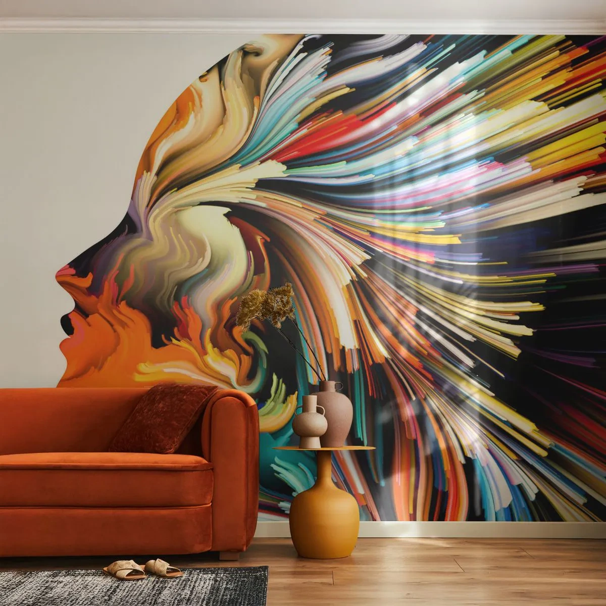 Fototapet Standard Eco - En eksplosion af fantasi - Abstraktion, Kvinde, Grafik - 400x280 cm