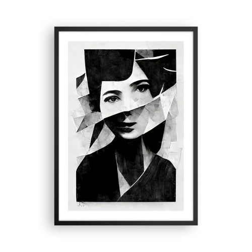 Plakat i sort ramme - Portræt af en kvinde i en abstrakt komposition - 50x70cm - I sandhed hvad du er... - Moderne vægdekoration til stue og soveværelse ARTTOR