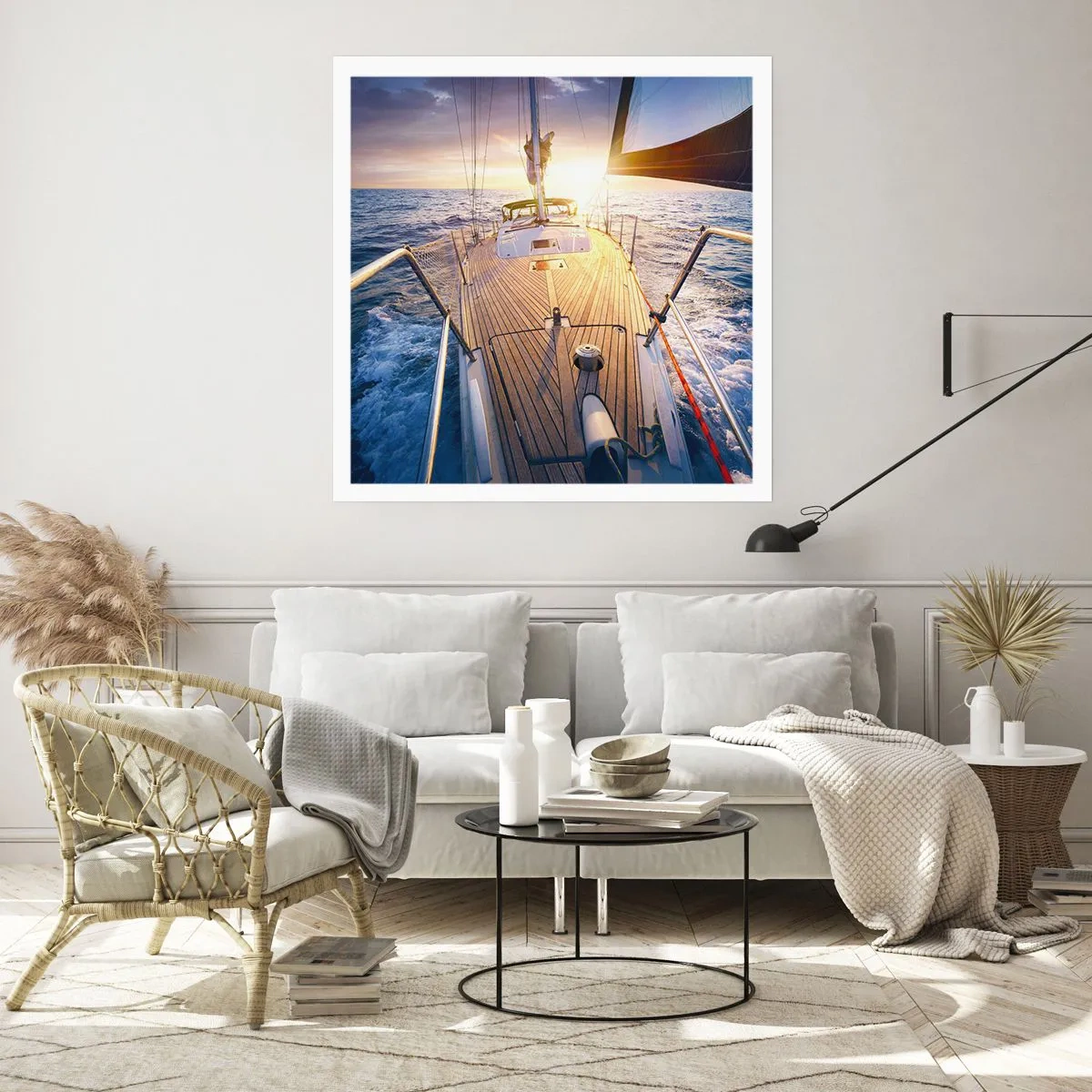 Plakat - Løber på bølgerne - 40x40 cm