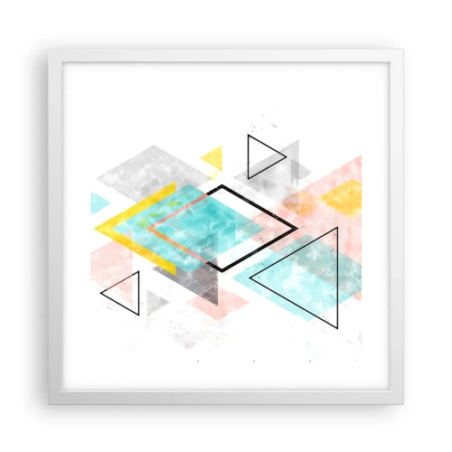 Plakat i hvid ramme - Geometrisk leg - 40x40 cm