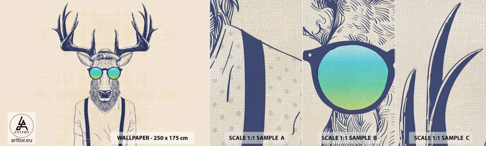 Prøve Fototapet Premium Canvas - Hvem forventede du? - Abstraktion, Stykke, Hjort - 100x30 cm