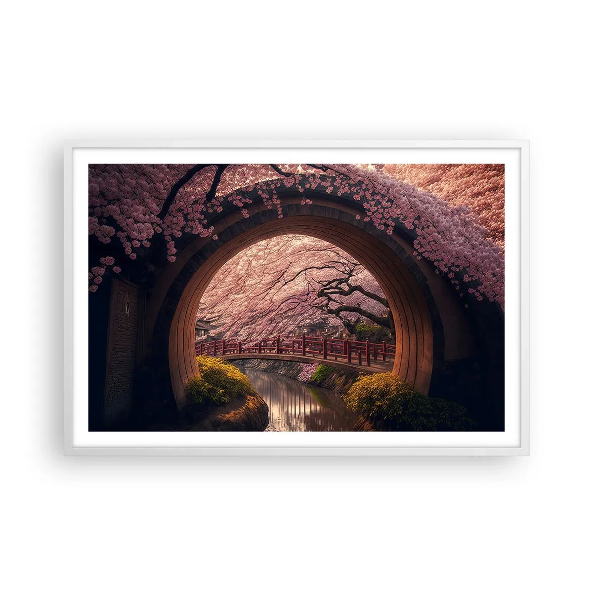 Plakat i hvid ramme - Japansk forår - 91x61 cm