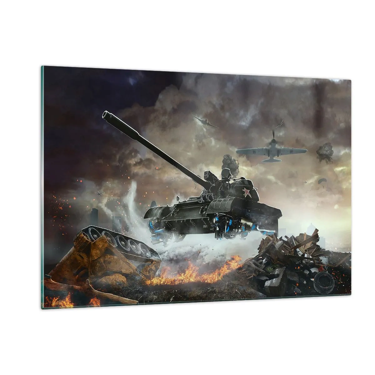 Billede på glas - Kampen er frygtelig og smuk - 120x80 cm