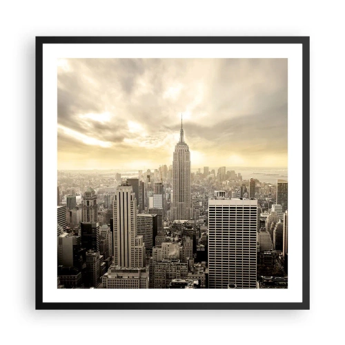 Plakat i sort ramme - New York vævet af grå - 60x60 cm