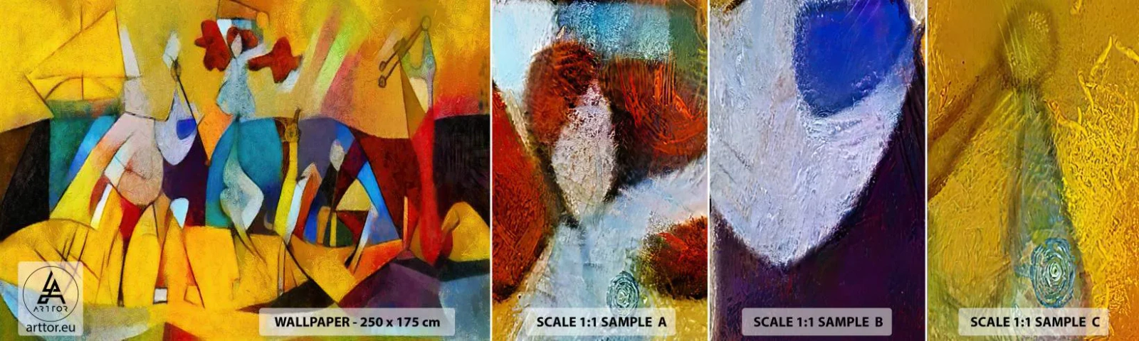 Prøve Fototapet Selvklæbende Deluxe Sticker - Sol - liv - glæde - Dyr, Afrika, Kubisme - 100x30 cm