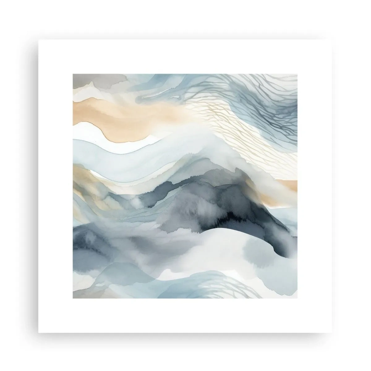 Plakat - Abstraktion af sne og tåge - 30x30 cm