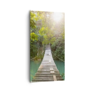 Lærredstryk - Billede på lærred - Over det azurblå vand til den azurblå skov - 65x120 cm