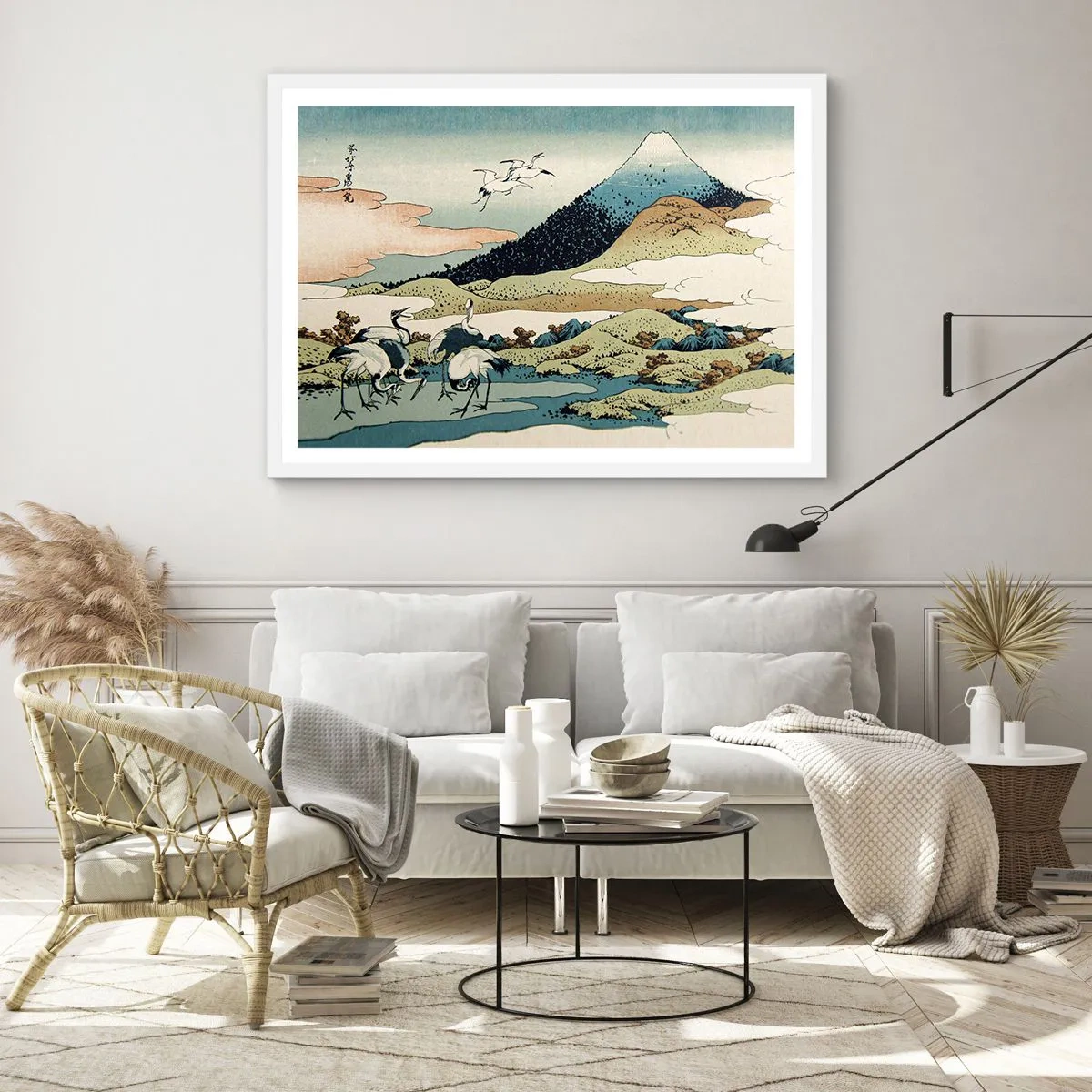 Plakat i hvid ramme - I japansk ånd - 91x61 cm