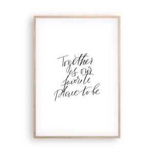 Plakat i ramme af lyst egetræ - Føler du det også? - 70x100 cm