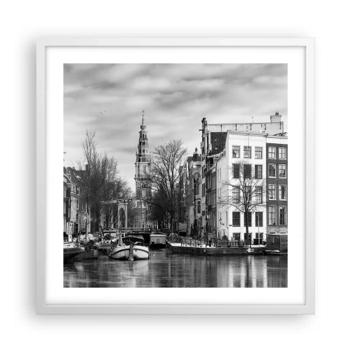 Plakat i hvid ramme - Amsterdam stemning - 50x50 cm
