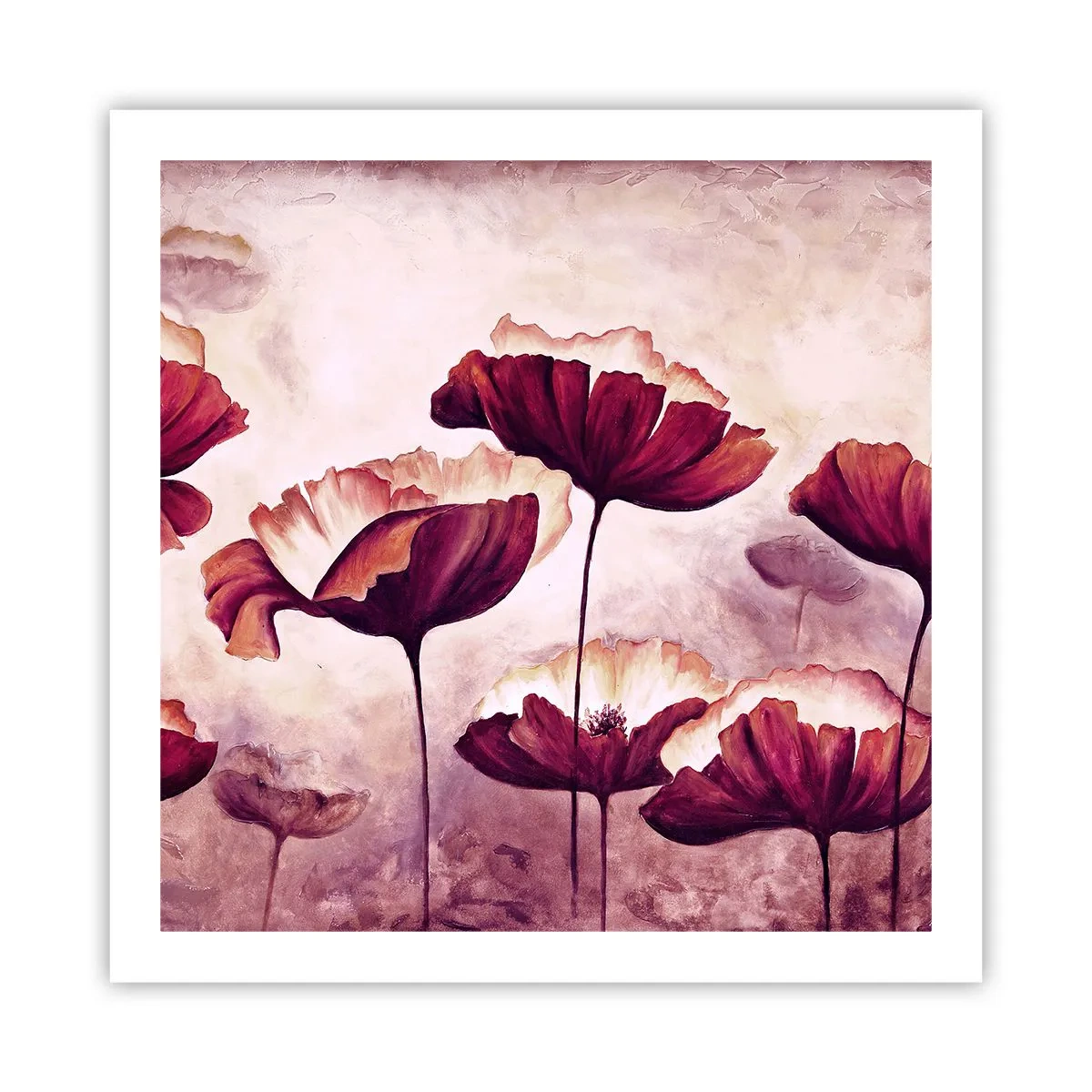 Plakat - Rød og hvid flage - 60x60 cm